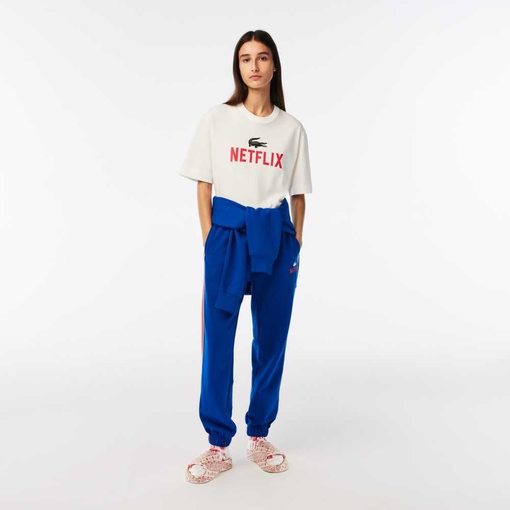 Lacoste x Netflix Loose Fit Organic Cotton T-Shirt White | YCIQ-02697