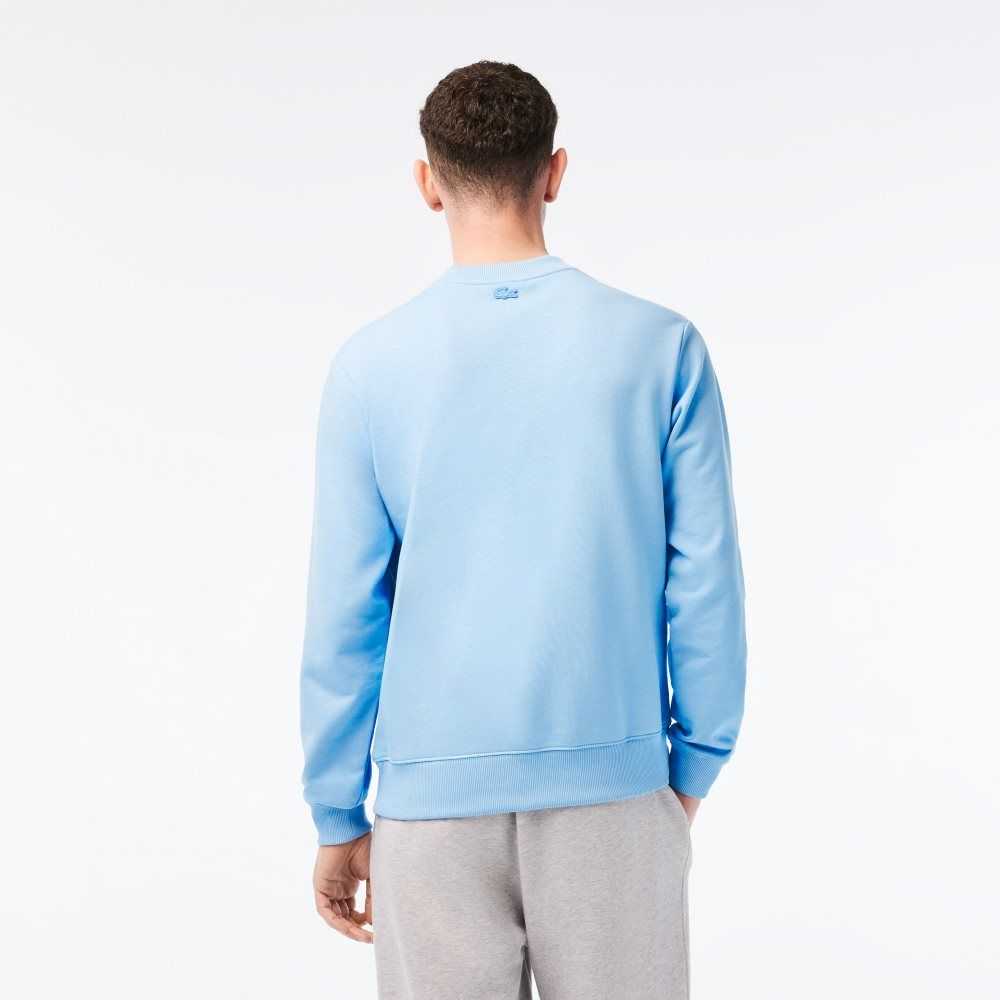 Lacoste x Netflix Organic Cotton Fleece Print Sweatshirt Blue | NPMF-62748