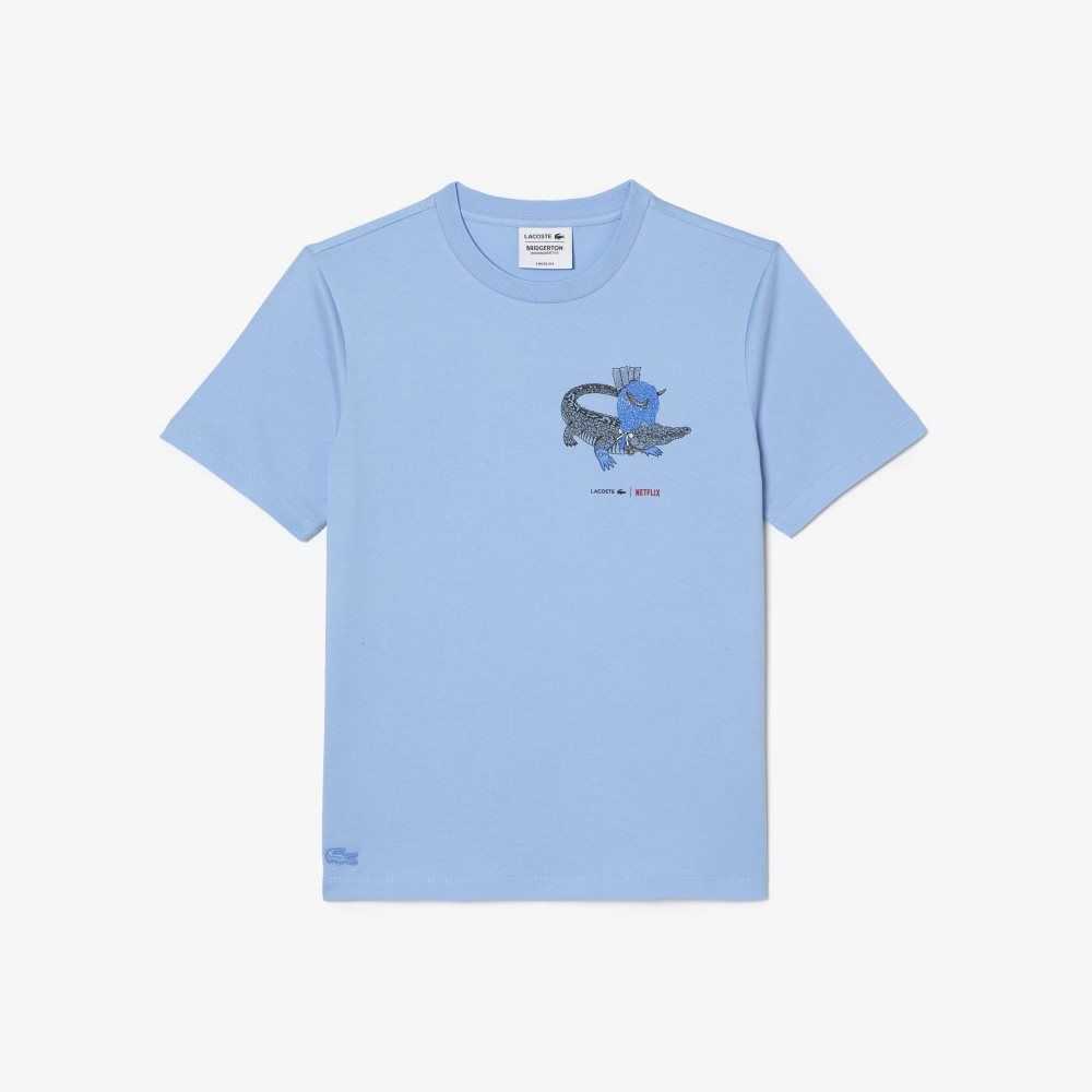 Lacoste x Netflix Organic Cotton Jersey T-Shirt Blue | WFEK-28594