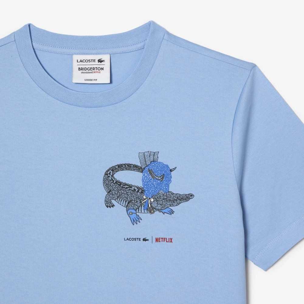 Lacoste x Netflix Organic Cotton Jersey T-Shirt Blue | WFEK-28594