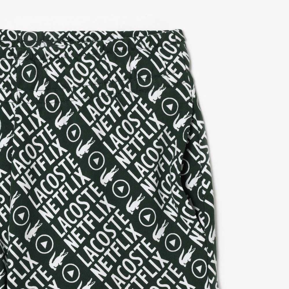 Lacoste x Netflix Organic Cotton Print Shorts Green / White | ZAKC-35970