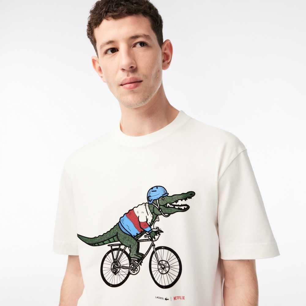 Lacoste x Netflix Organic Cotton T-Shirt Sex Education | HNQX-70548