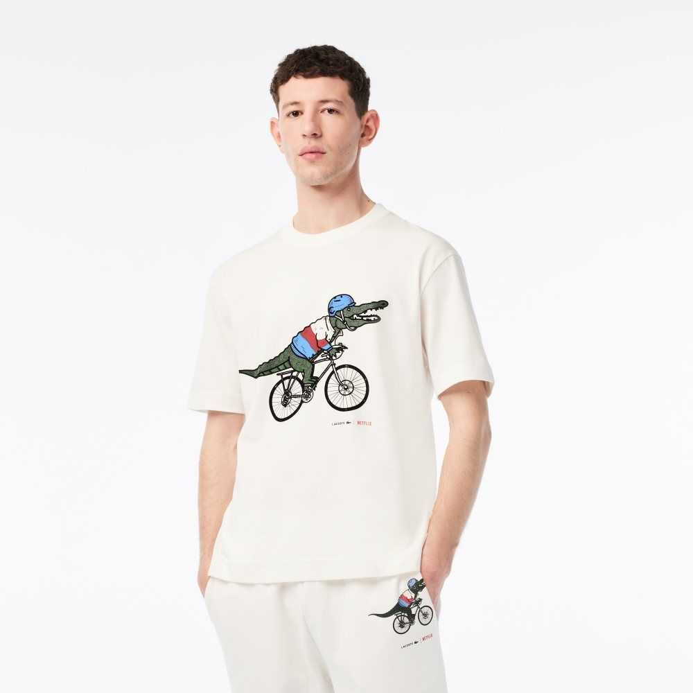 Lacoste x Netflix Organic Cotton T-Shirt Sex Education | HNQX-70548