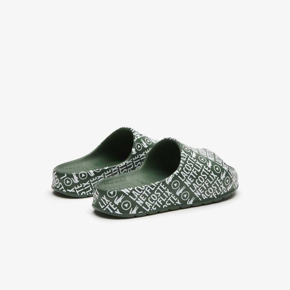 Lacoste x Netflix Serve Slide Slides Dk Grn/Wht | IZRE-29437