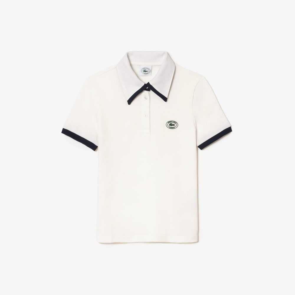 Lacoste x Sporty & Rich Contrast Collar Polo White / Navy Blue | CDQW-64709