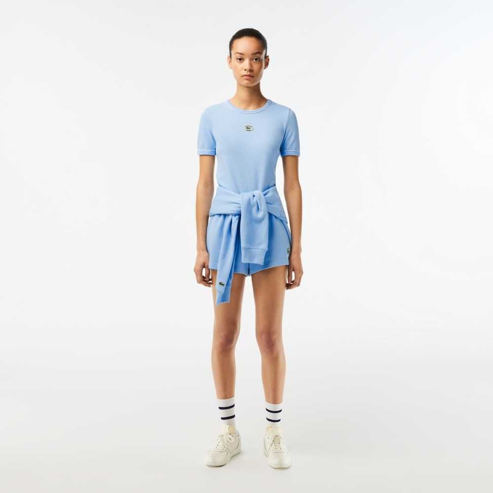 Lacoste x Sporty & Rich Fleece Shorts Blue | RGQL-87613