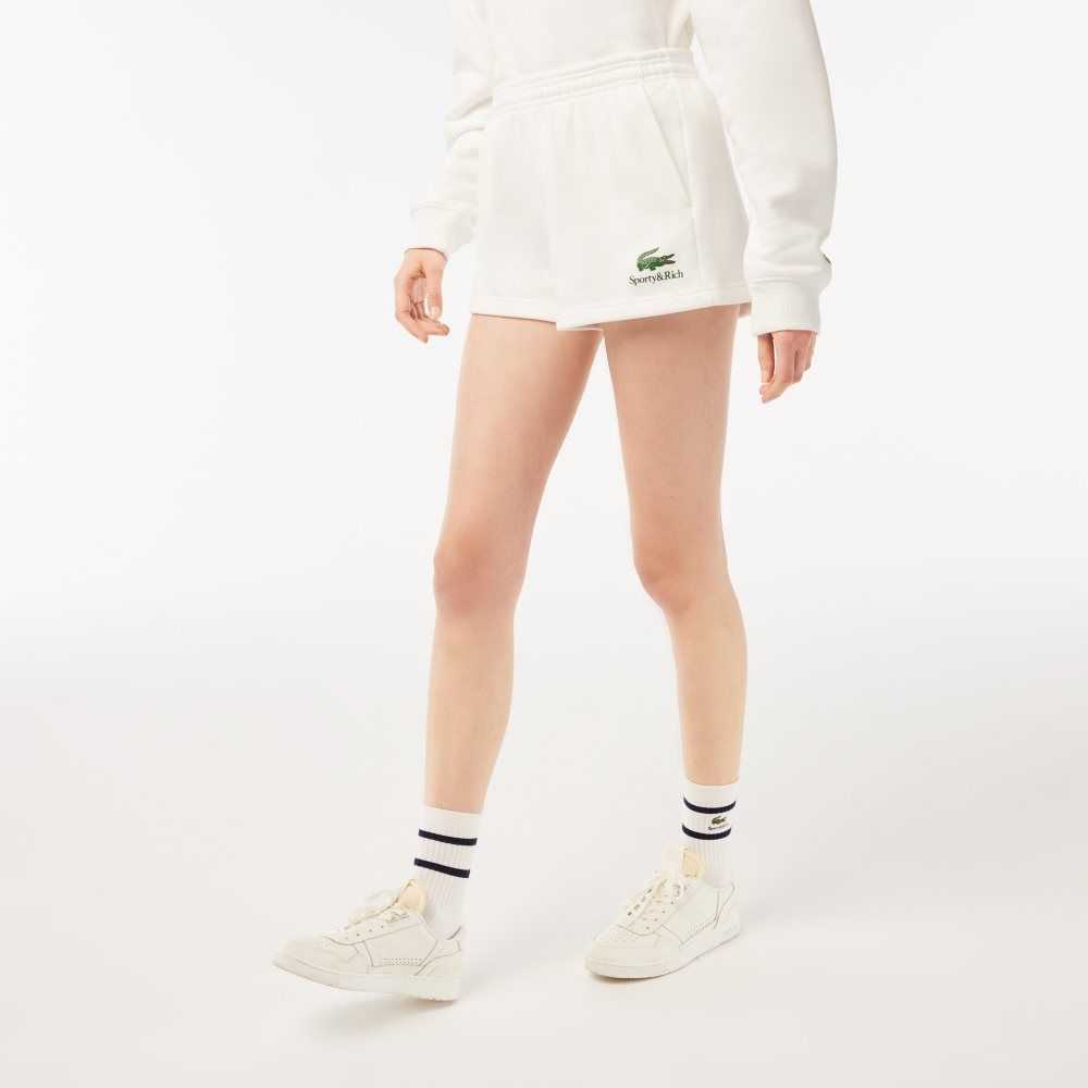 Lacoste x Sporty & Rich Fleece Shorts White | KFOH-51730