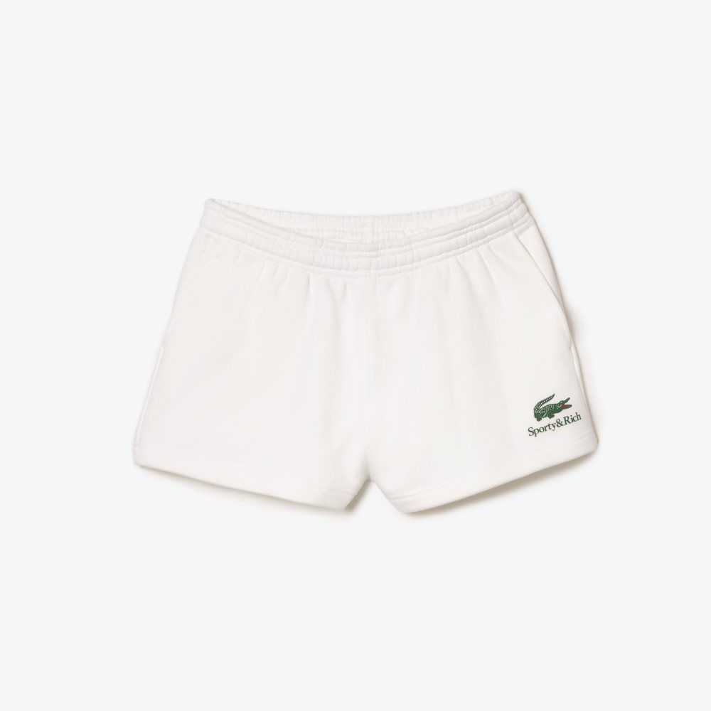 Lacoste x Sporty & Rich Fleece Shorts White | KFOH-51730