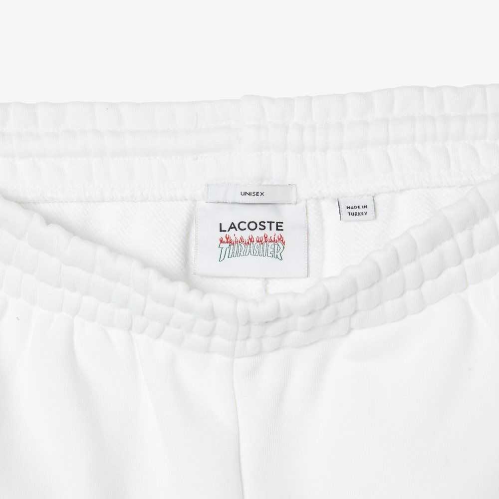Lacoste x Thrasher Unbrushed Fleece Trackpants White | BSFN-03546